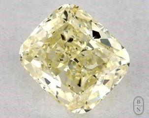 This cushion modified cut 0.42 carat Fancy Yellow color vs2 clarity has a diamond grading report from GIA